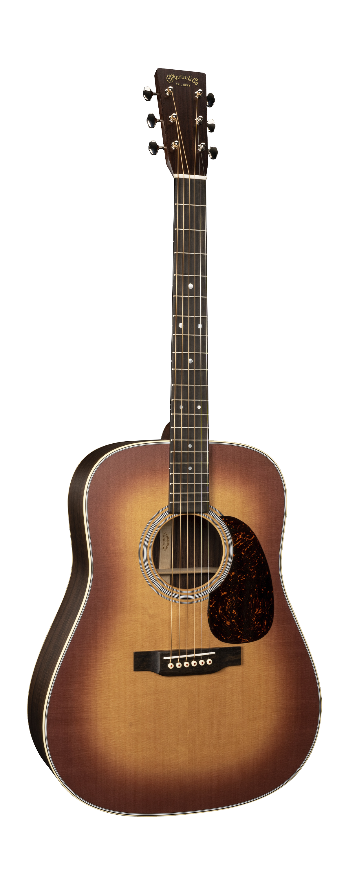 Full frontal of Martin D-28 Satin Amberburst.