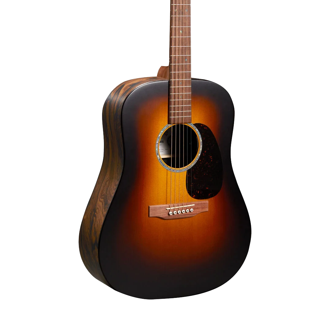 Front of Martin D-X2E Ziricote Burst.