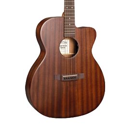 Front of Martin 000C-10E Natural Satin Sapele.