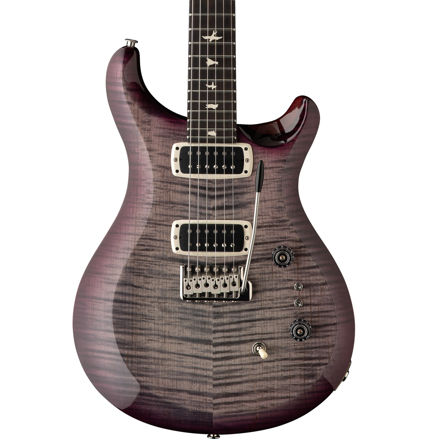 Front of PRS Paul Reed Smith S2 Custom 24-08 Faded Gray Black Purple Burst.