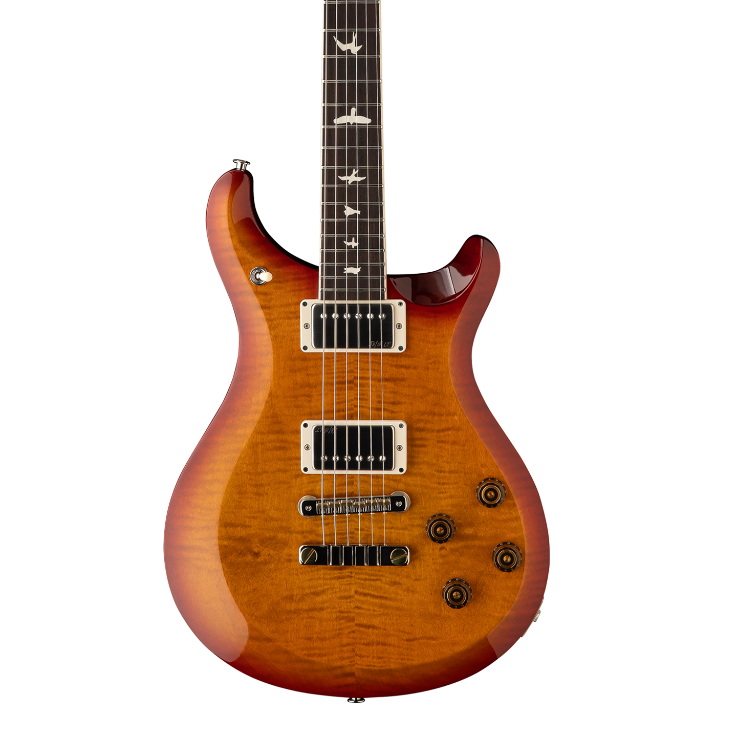 Front of PRS S2 McCarty 594 Dark Cherry Sunburst.