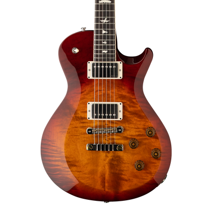 Front of PRS S2 McCarty 594 Singlecut Dark Cherry Sunburst.