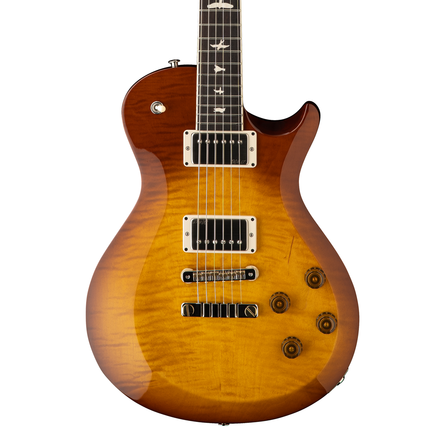 Front of PRS S2 McCarty 594 Singlecut Honey Gold Burst.