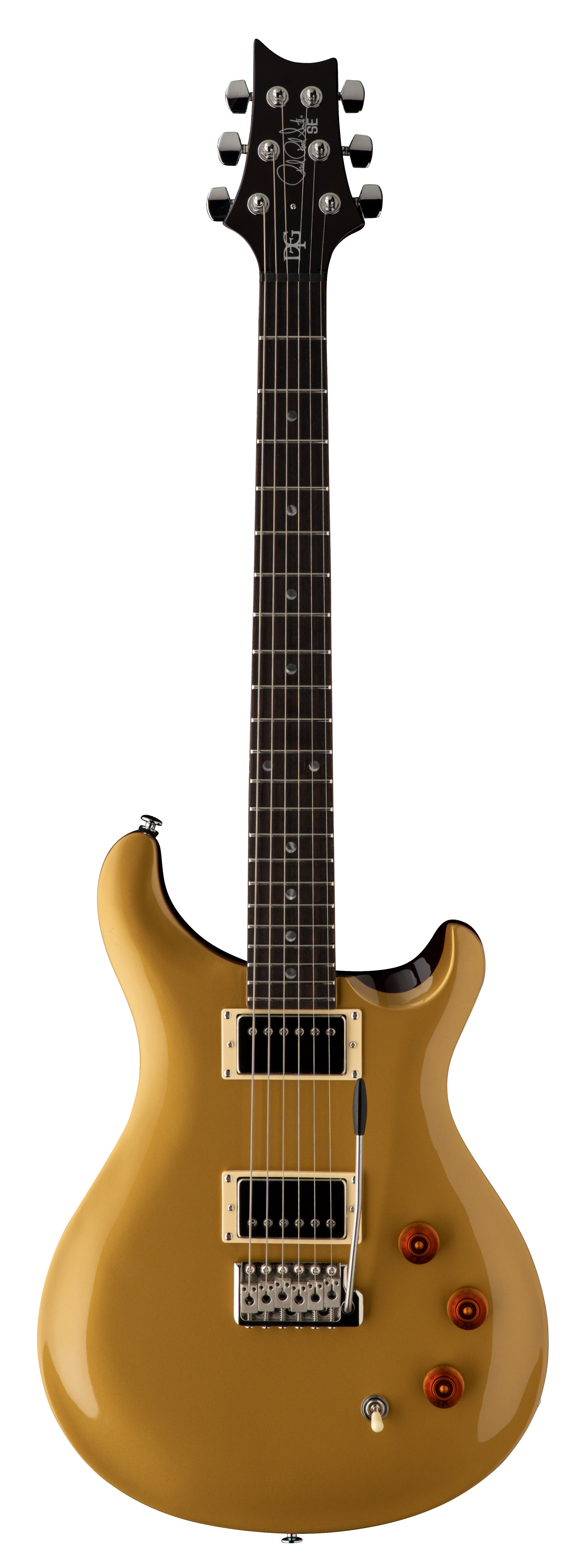 Full frontal of PRS SE DGT David Grissom Signature Trem Gold Top Moons.