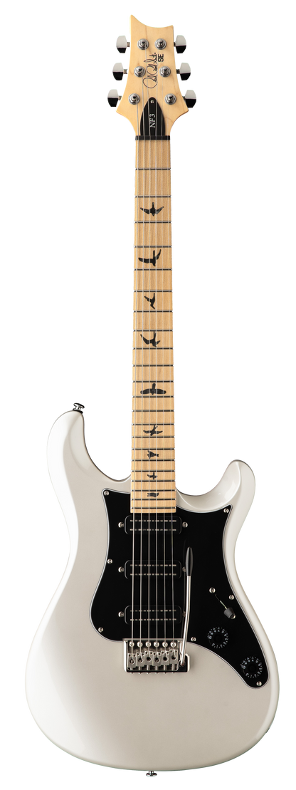 Full frontal of PRS SE NF3 Pearl White Maple.