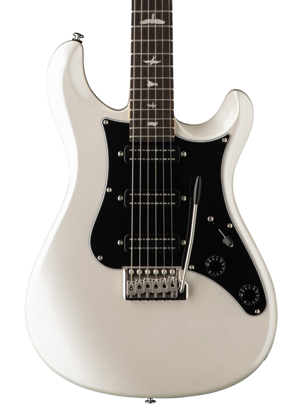 Front of PRS SE NF3 Pearl White Rosewood.