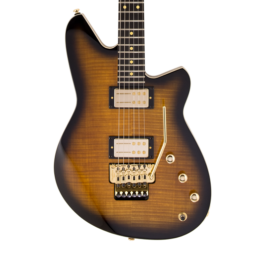 Front of Reverend Kingbolt Coffee Burst Flame Maple.