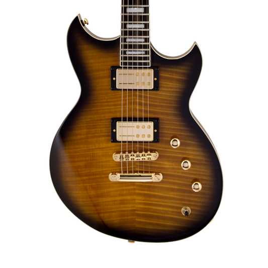 Front of Reverend Sensei RA Coffee Burst  Flame Maple.