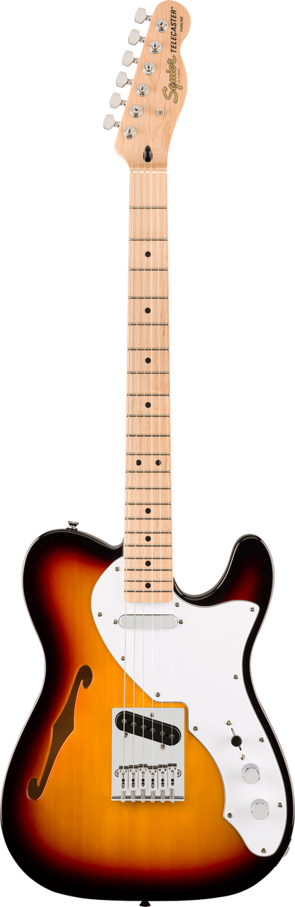 Full frontal of Squier Affinity Series Telecaster Thinline MP 3-Color Sunburst.