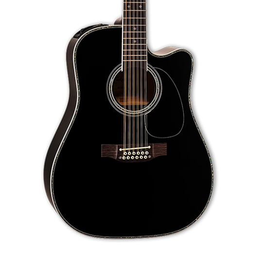 Front of Takamine EF381DX 12-String Black.