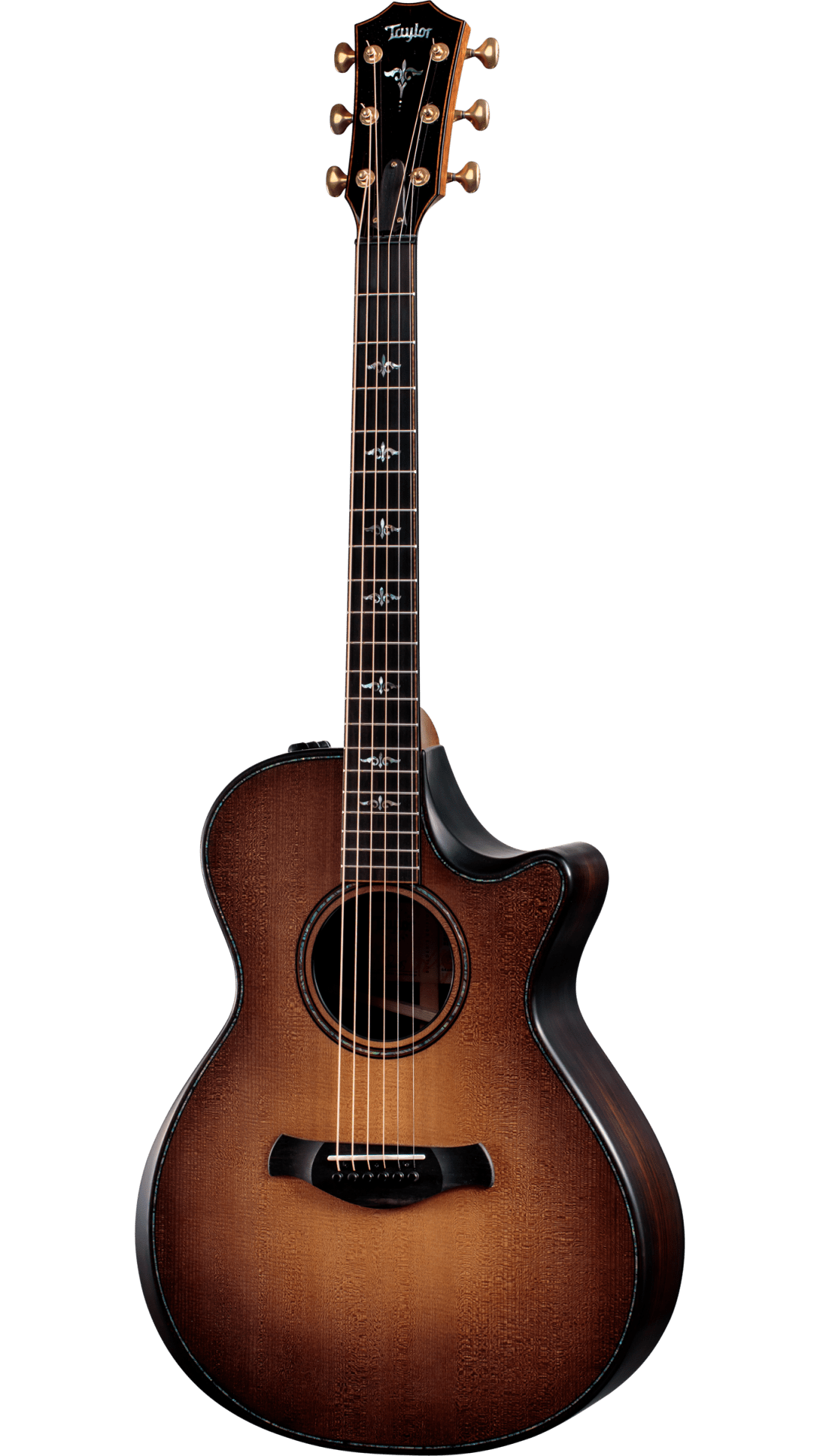 Full frontal of Taylor Builders Edition 912ce WHB V-Class Bracing Wild Honey Burst.