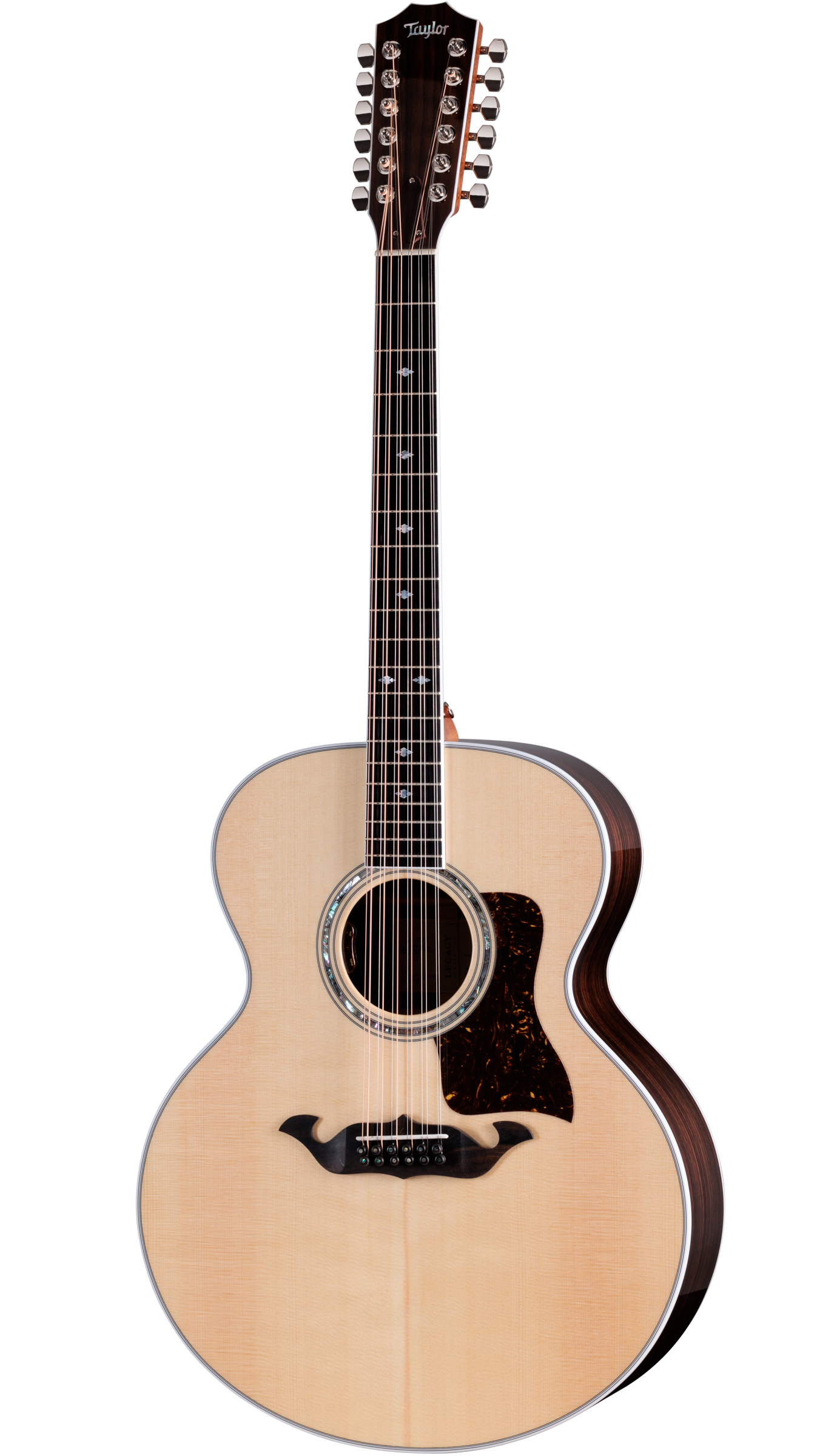 Full frontal of Taylor Legacy 855e 12 String Natural.