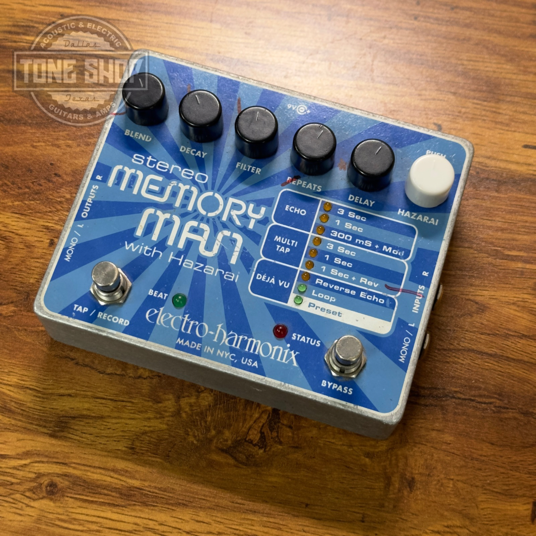 Top of Used EHX Stereo Memory Man w/Hazarai.