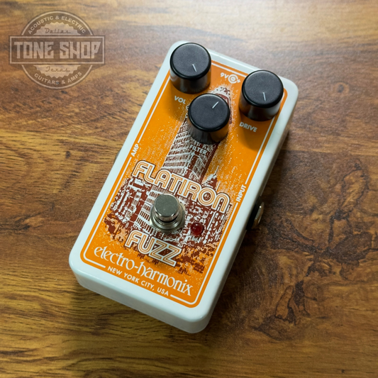 Top of Used Electro-Harmonix Flatiron Fuzz w/box.