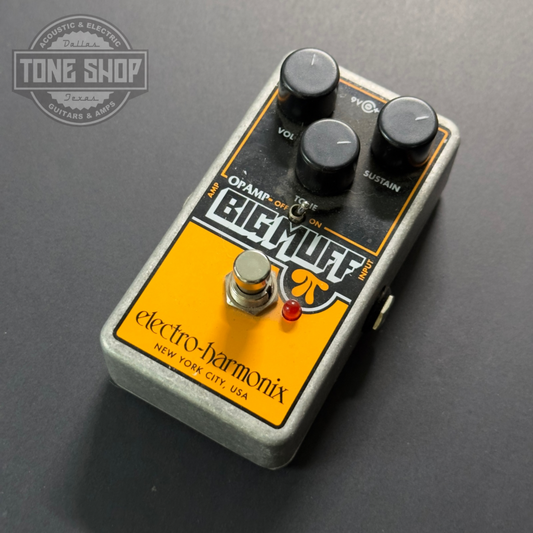 Top of Used Electro-Harmonix OP-Amp Big Muff Pi Reissue Fuzz.