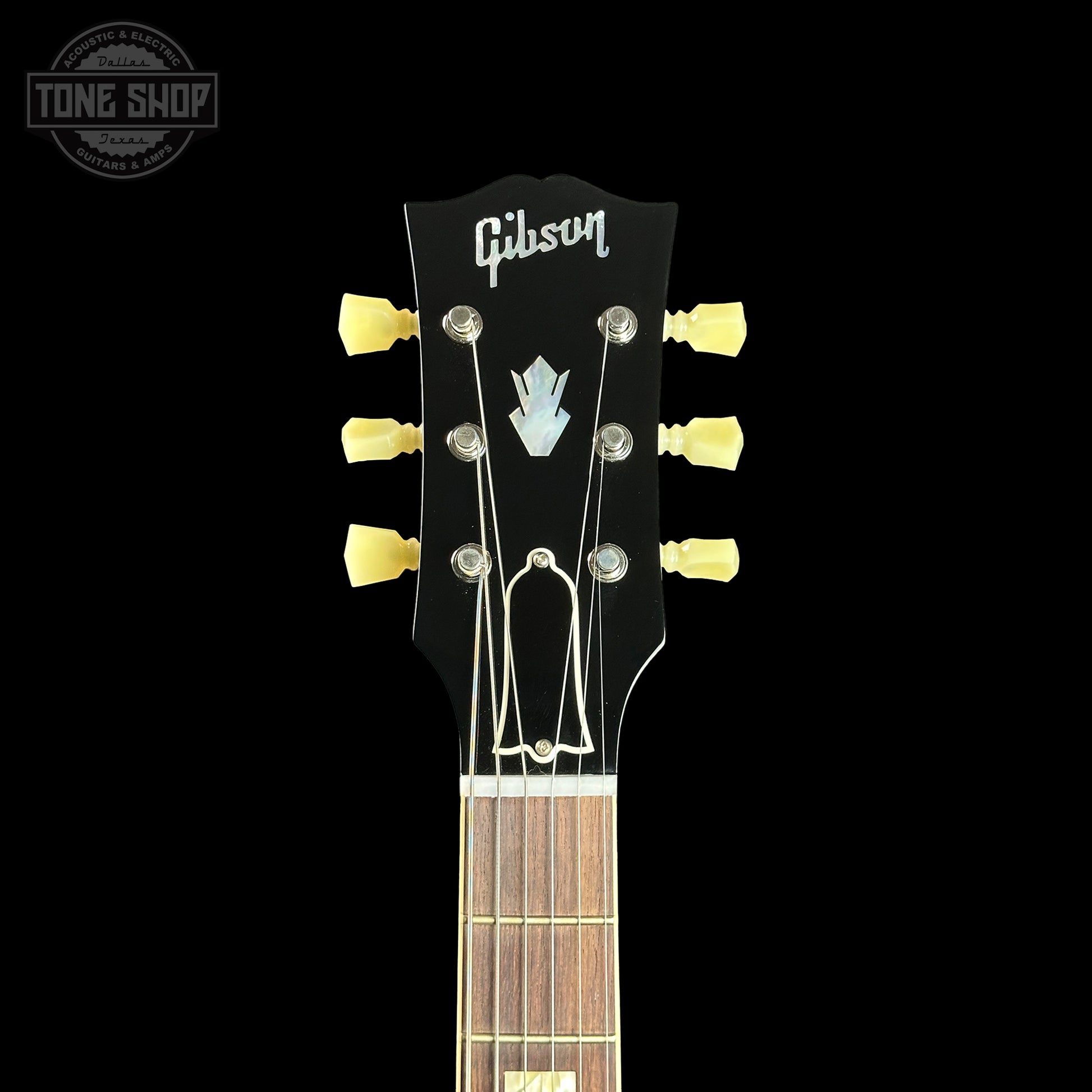 Headstock of Gibson Custom Shop 1964 ES-335 Brunswick Hawaiian Blue Gloss NH.