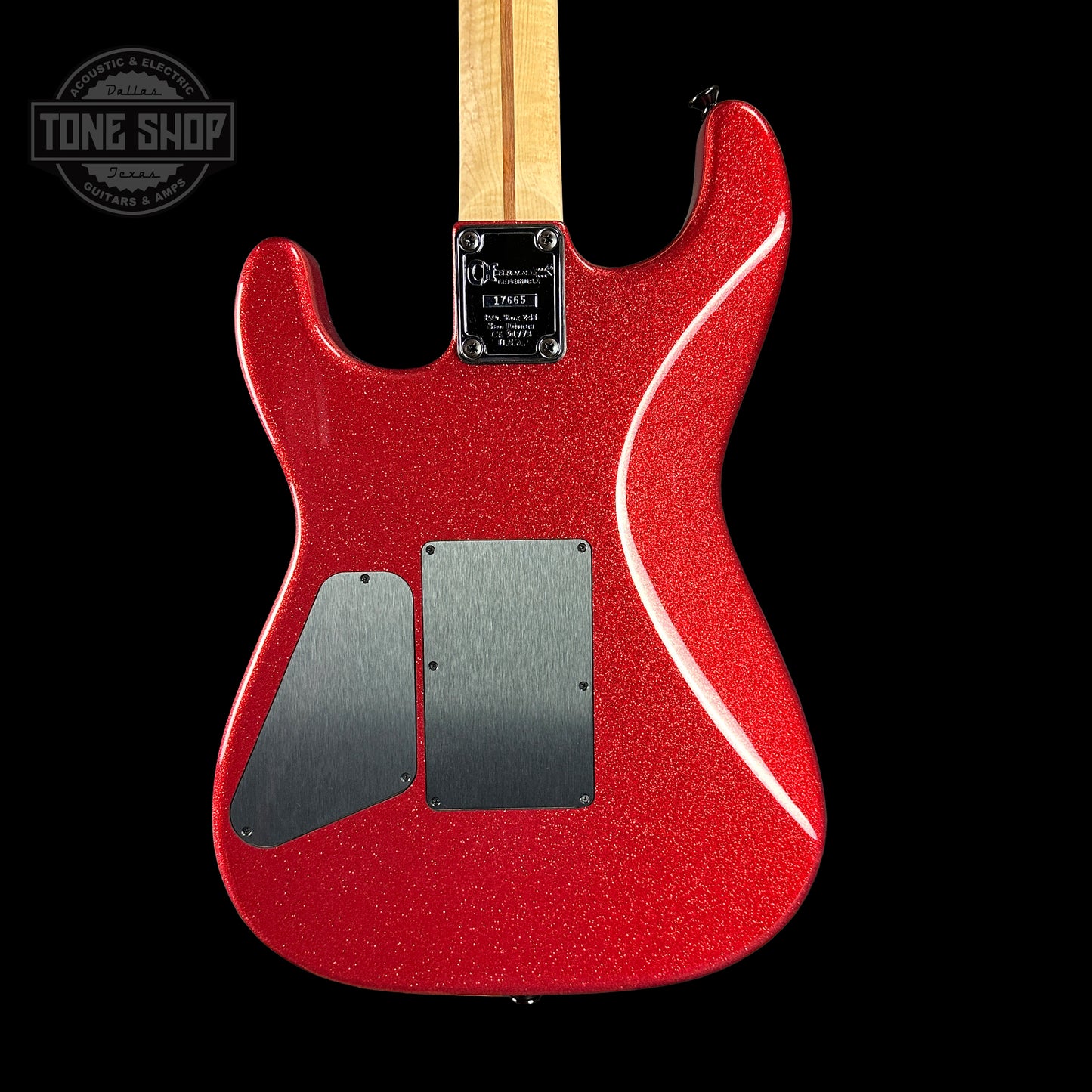 Back of Charvel Custom Shop San Dimas 2H FR Red Sparkle.