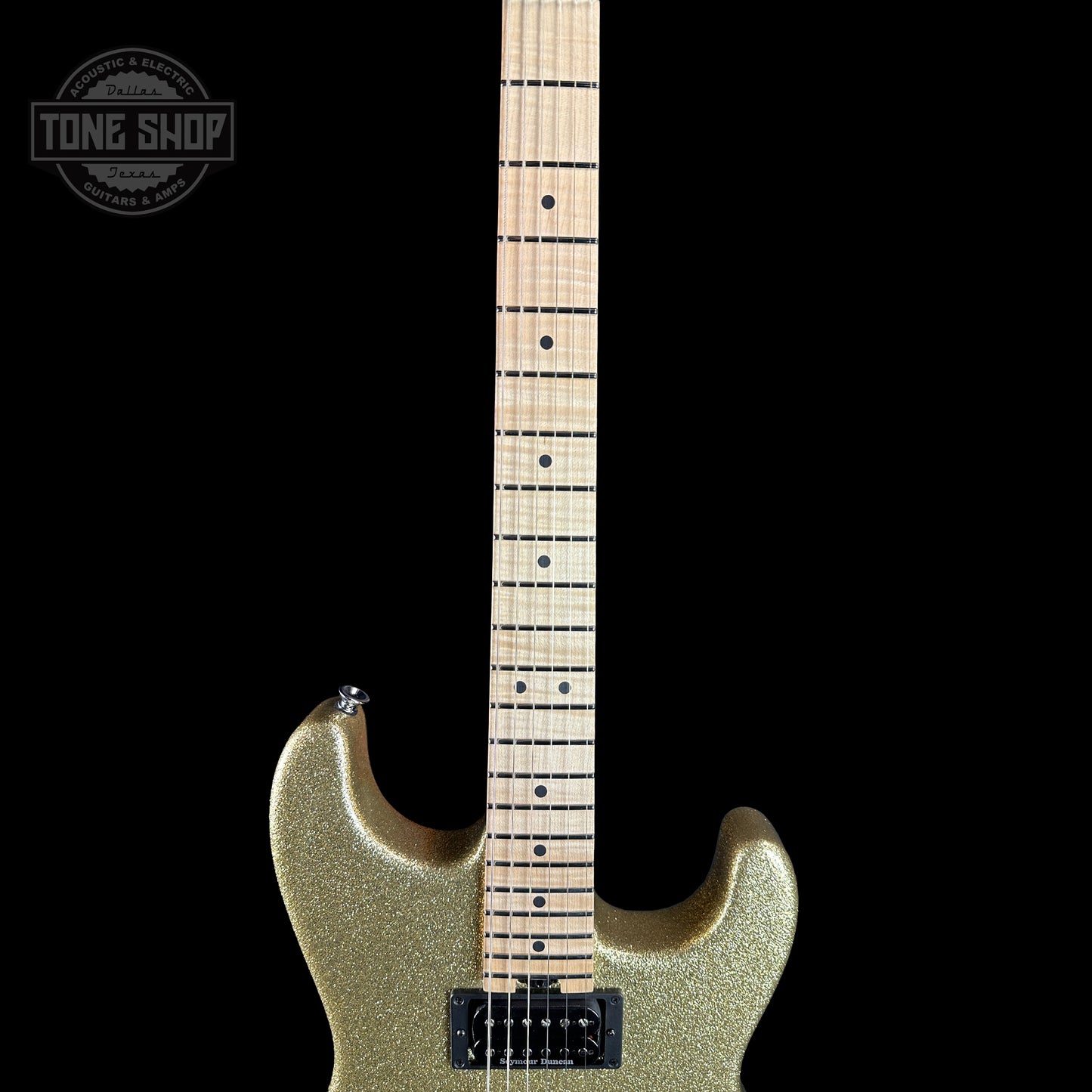 Fretboard of Charvel Custom Shop San Dimas 2H FR Gold Sparkle.