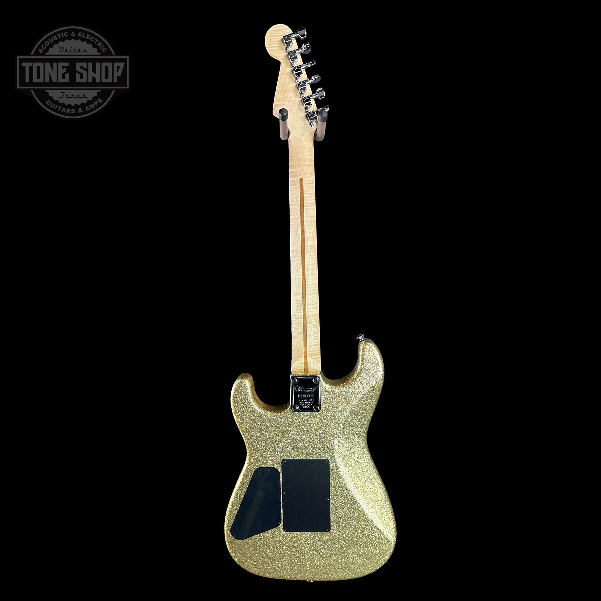 Full back of Charvel Custom Shop San Dimas 2H FR Gold Sparkle.