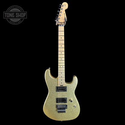 Full front of Charvel Custom Shop San Dimas 2H FR Gold Sparkle.