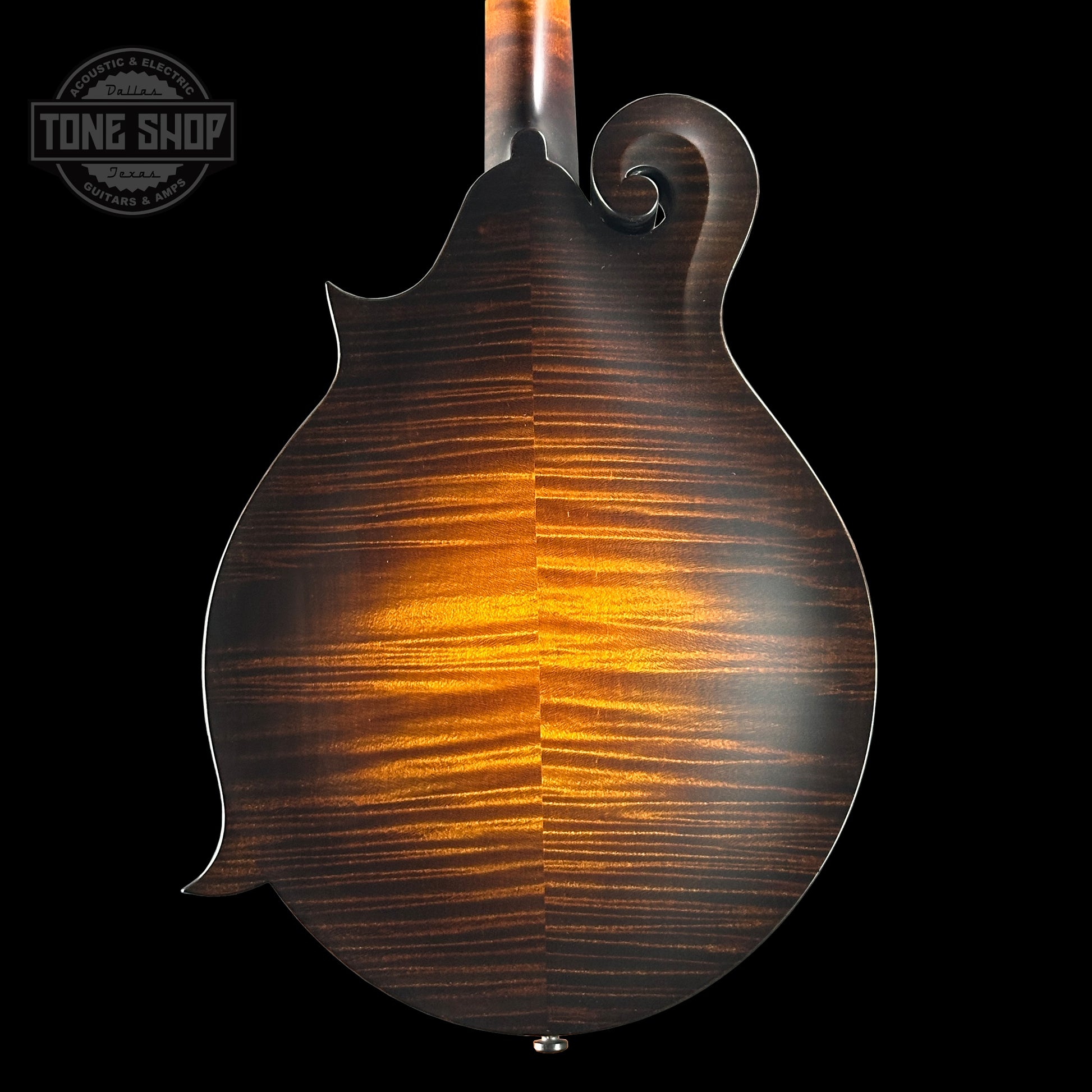 Back of Collings MF Mandolin Gloss Top Sunburst.