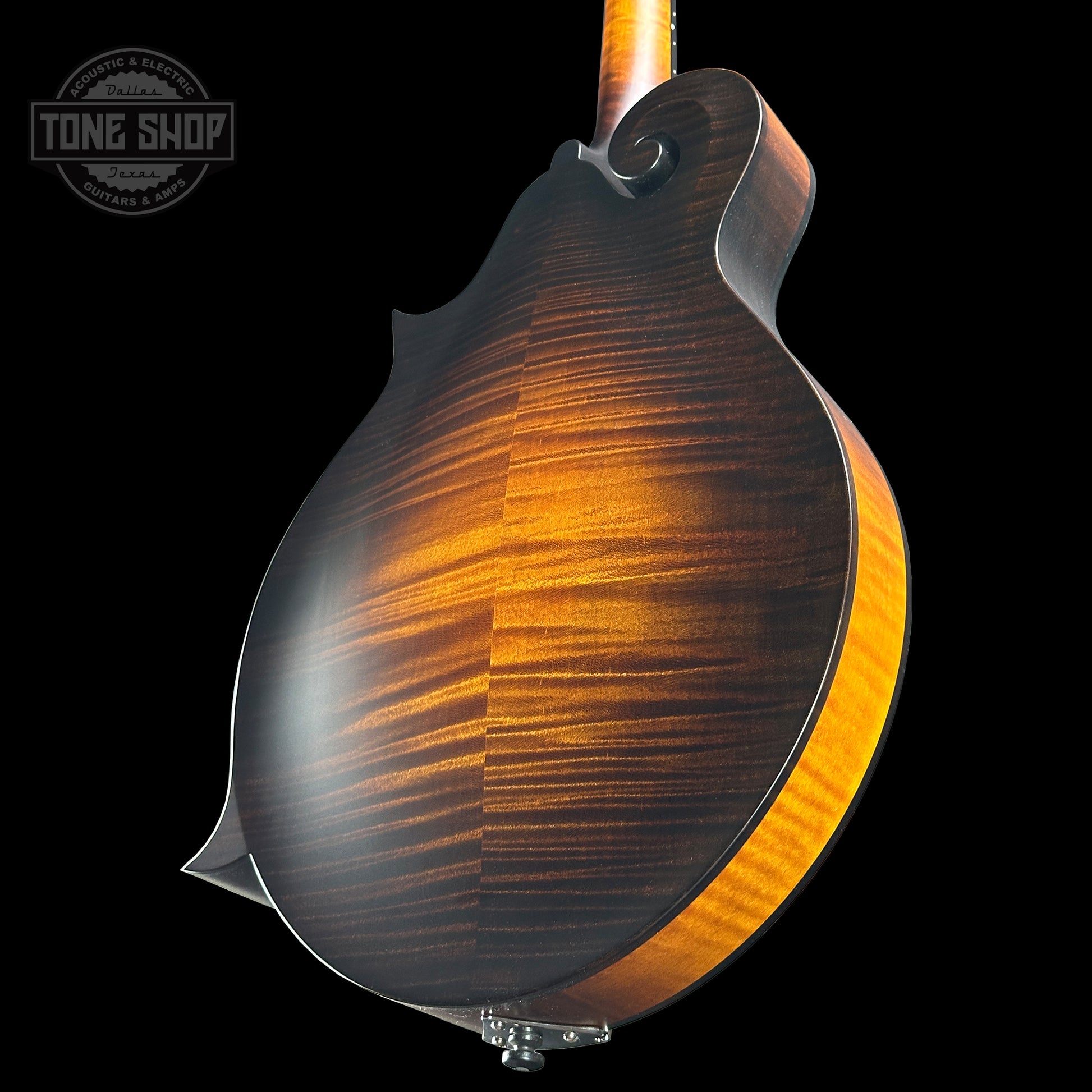 Back angle of Collings MF Mandolin Gloss Top Sunburst.