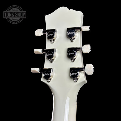 Back of headstock of Collings I30-LC  Olympic White.