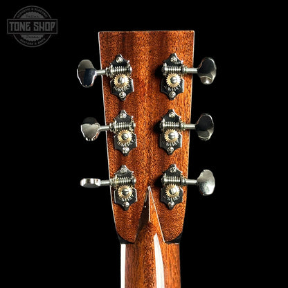 Back of headstock of Collings OM2H Natural Sitka/EIR.