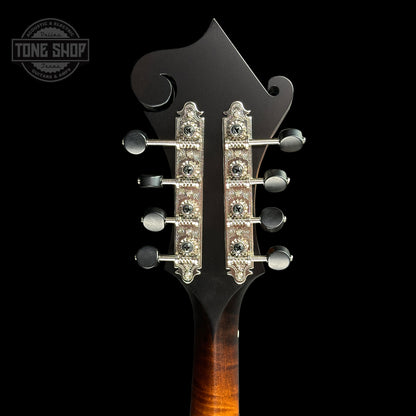 Back of headstock of Collings MF Mandolin Gloss Top Sunburst.