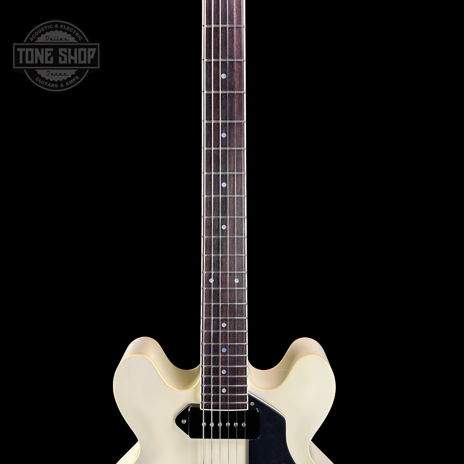 Fretboard of Collings I30-LC  Olympic White.