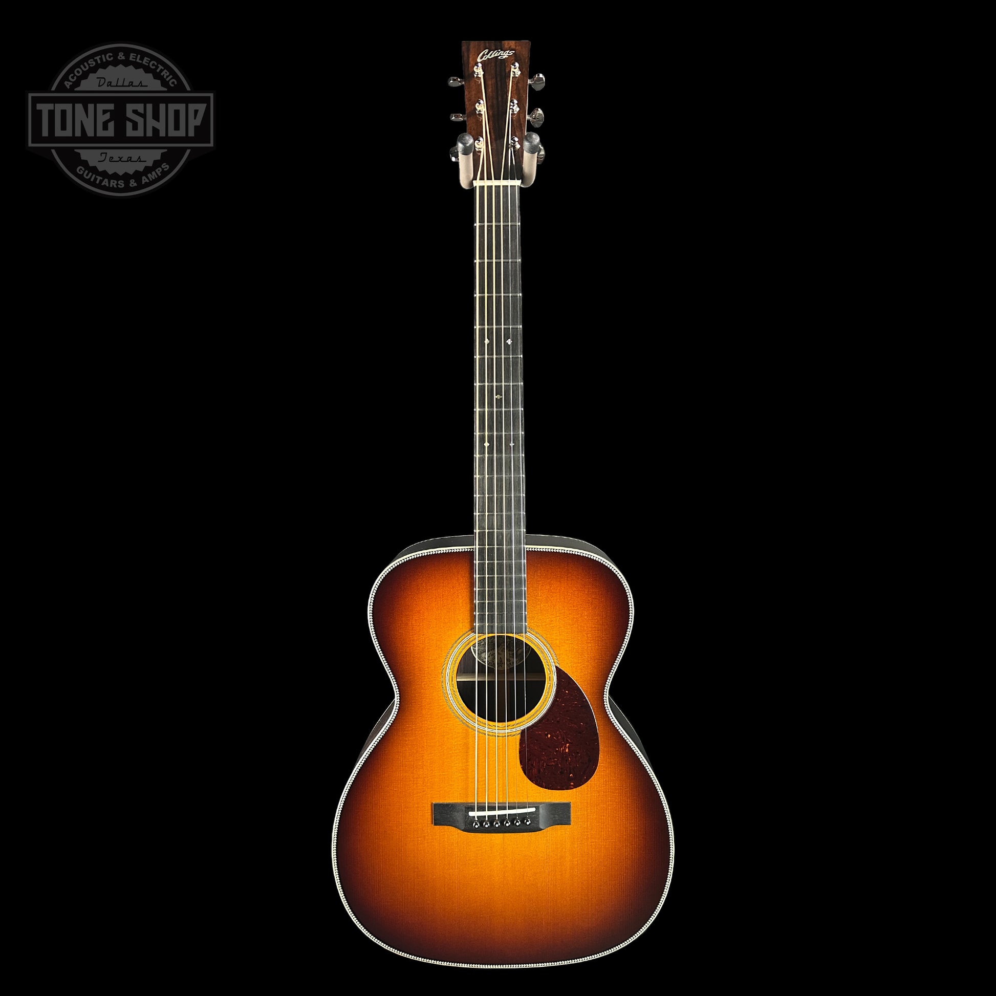 Full front of Collings OM2H Sunburst.