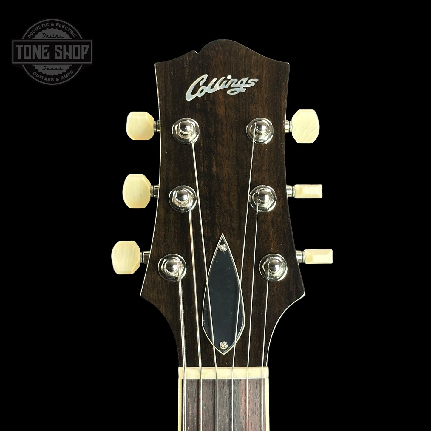 Headstock of Collings I30-LC  Olympic White.