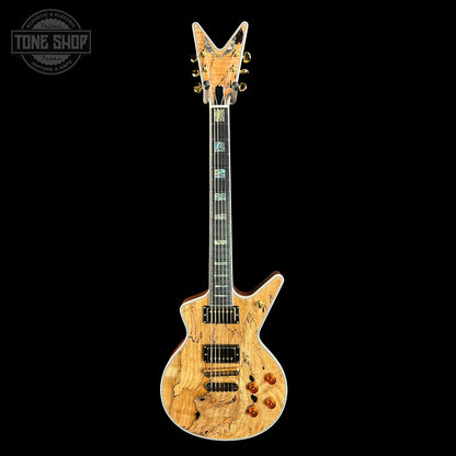 Full front of Dean USA Custom Shop Cadillac Spalted Maple Gold Hardware.