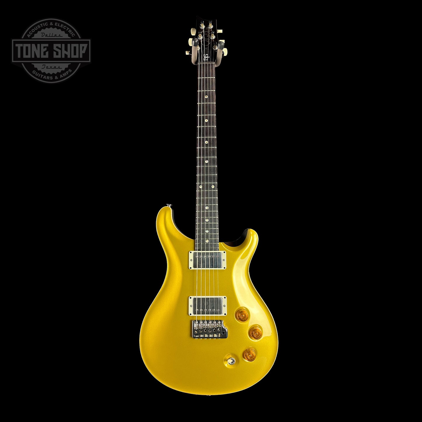 Full front of PRS DGT David Grissom Trem Gold Top w/moons.