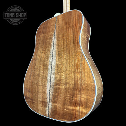 Back angle of Gibson Custom Shop Made 2 Measure All Koa Doves in Flight.