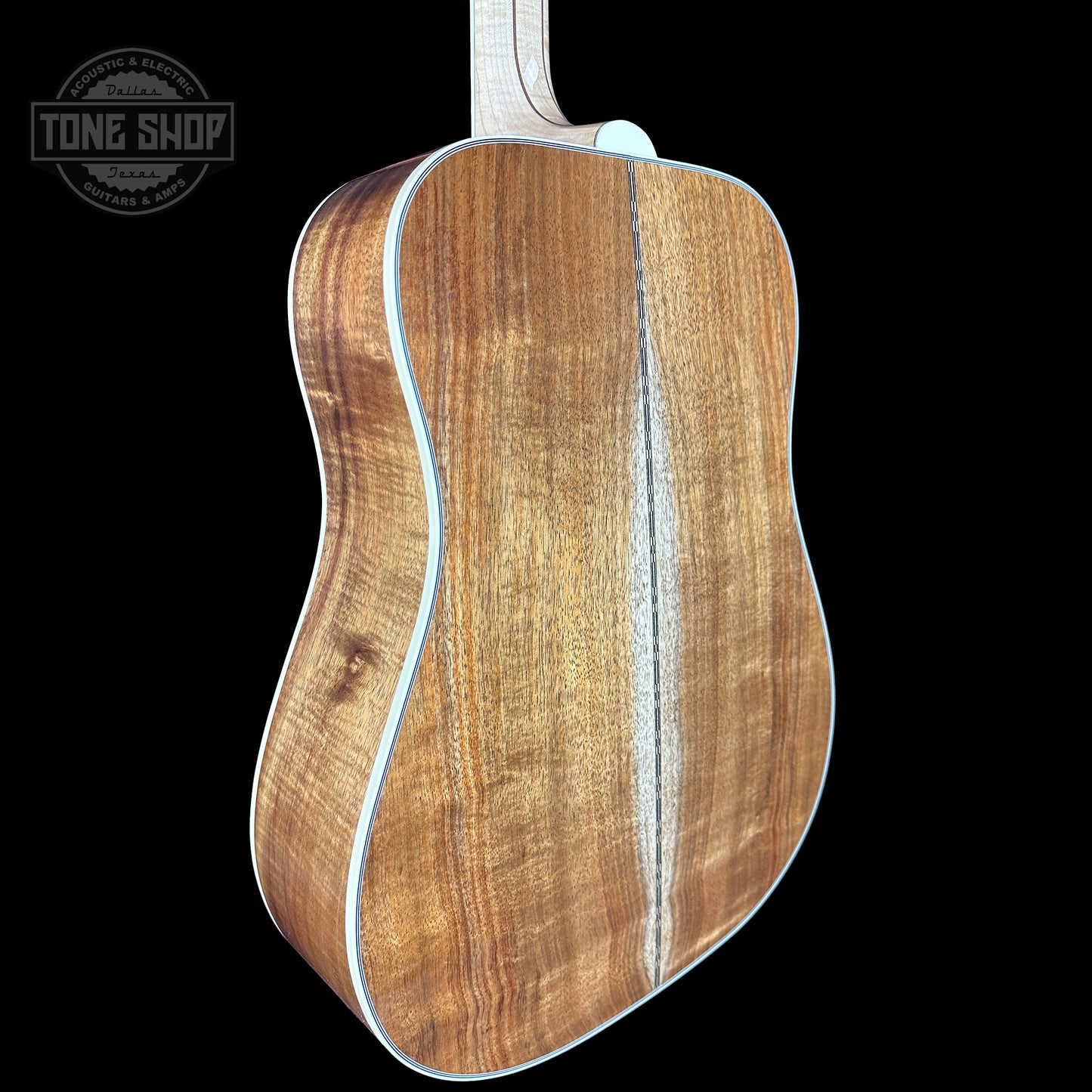 Back angle of Gibson Custom Shop Made 2 Measure All Koa Doves in Flight.