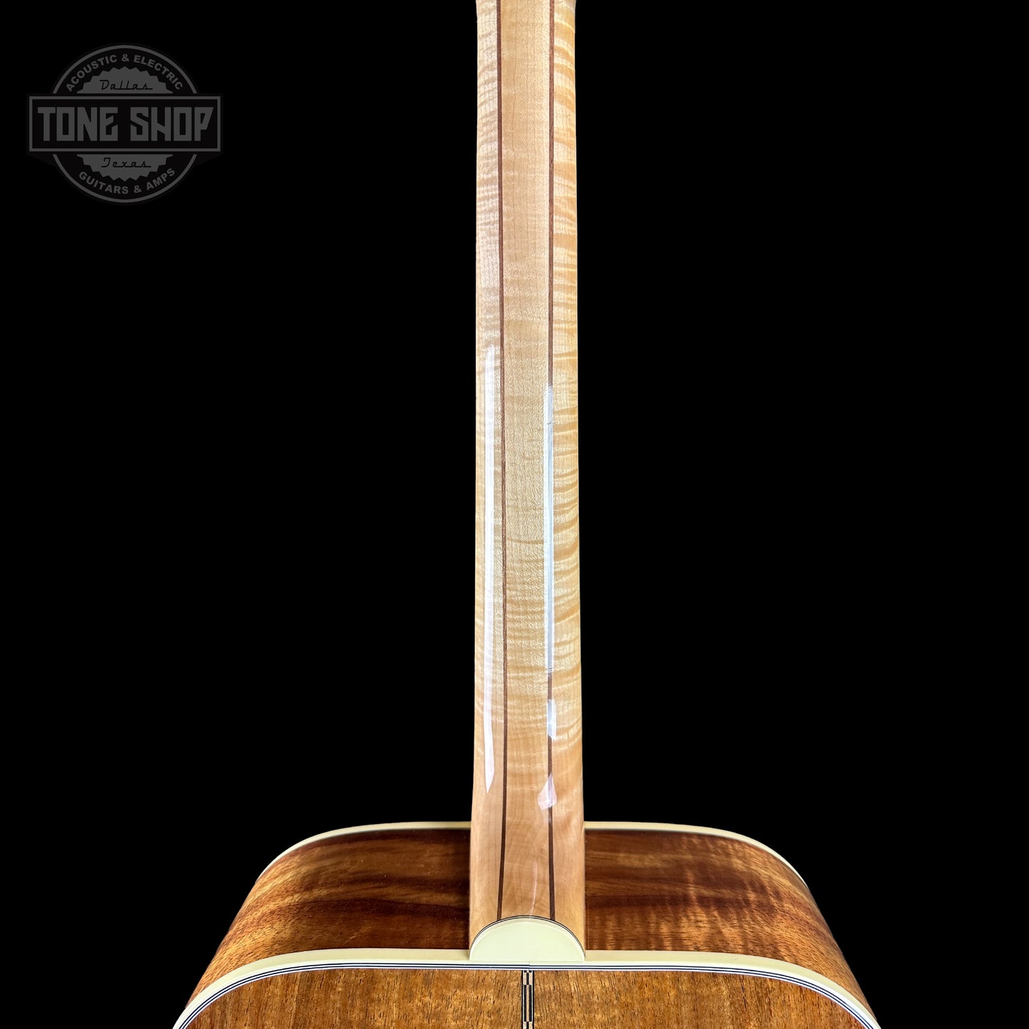 Back of neck of Gibson Custom Shop Made 2 Measure All Koa Doves in Flight.