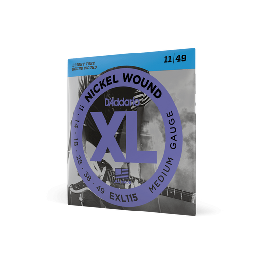 Front of D'Addario EXL115 Nickel Wound Blues/Jazz Rock Electric Strings packaging.