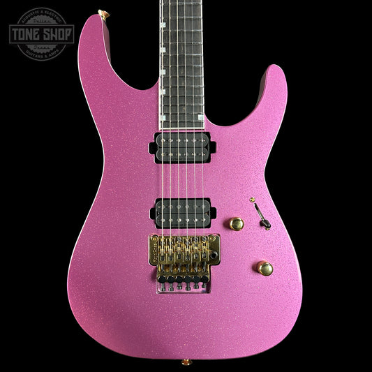 Front of ESP USA M-II NTB Floyd Rose Gold Hardware Disco Pink Sparkle SD2.