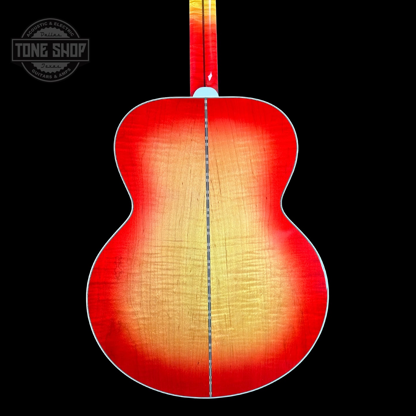 Back of Gibson Custom Shop Johnny Cash SJ-200 Vintage Cherry Sunburst.