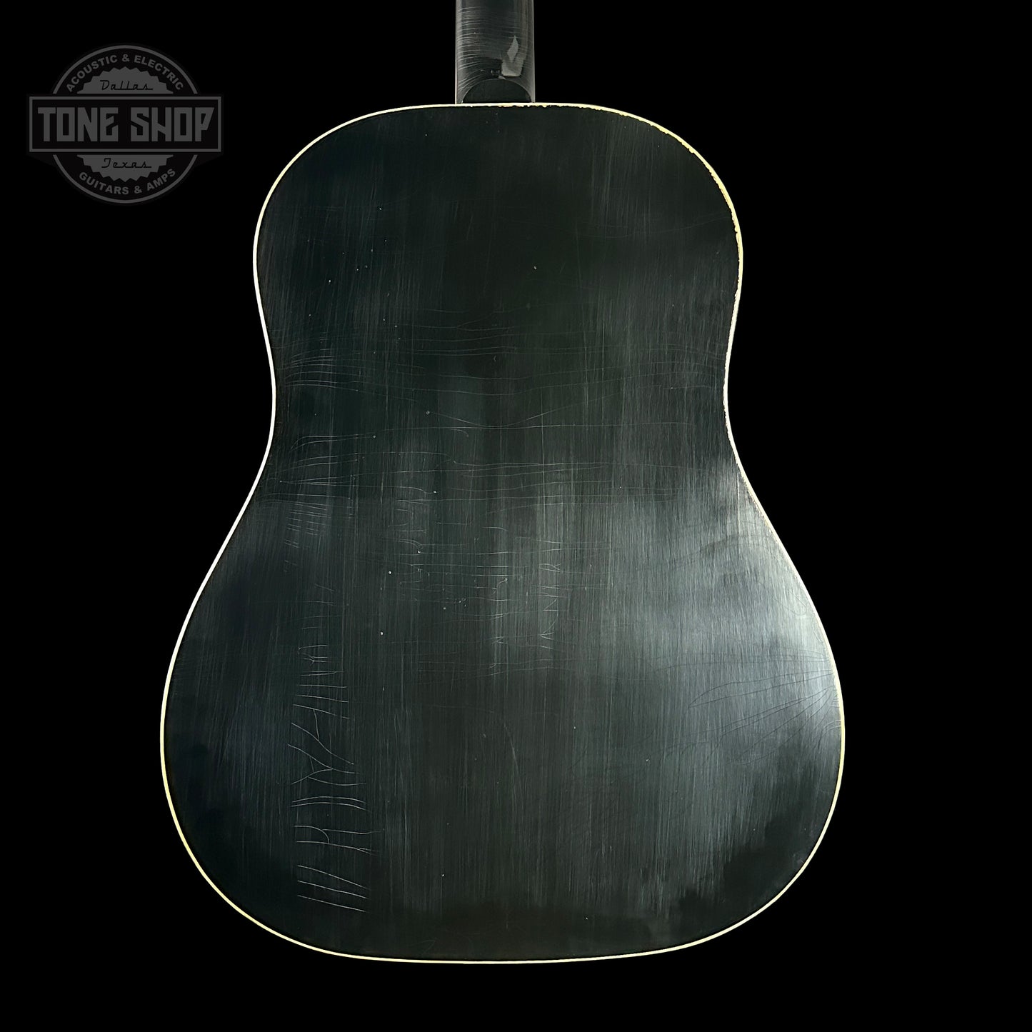 Back of Gibson Custom Shop Made 2 Measure 1942 Banner J-45 Murphy Lab Light Aged Ebony.