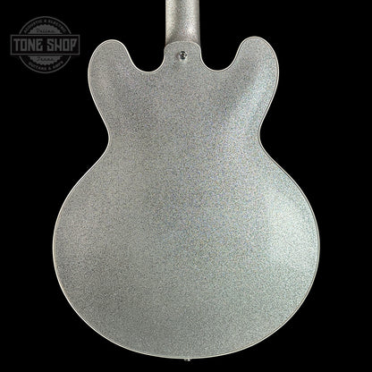 Back of Gibson Custom Shop 1959 ES-355 Reissue Diamond F-Holes Silver Sparkle Heavy Flake Gloss.