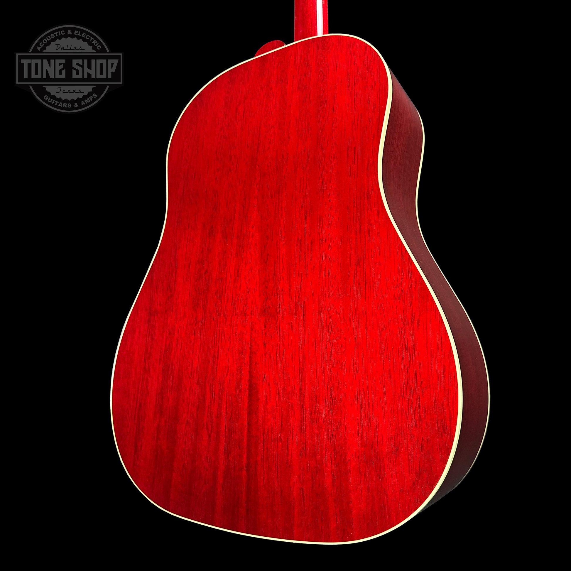 Back angle of Gibson J-45 Standard Left Handed Cherry.