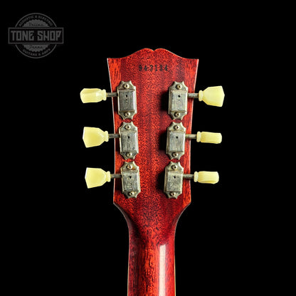 Back of headstock of Gibson Custom Shop Made 2 Measure 1959 Les Paul Standard Chambered SITF Tejas Burst Murphy Lab Ultra Light Aged.