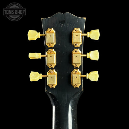 Back of headstock of Gibson Custom Shop Dealer Select 1960 Hummingbird Ebony Heavy Aged.