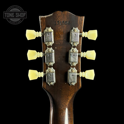 Back of headstock of Gibson Custom 1964 ES-335 Reissue Bigsby Custom Made Plate, Murphy Lab Light Aged Vintage Burst.