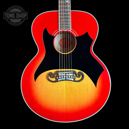 Front of Gibson Custom Shop Johnny Cash SJ-200 Vintage Cherry Sunburst.