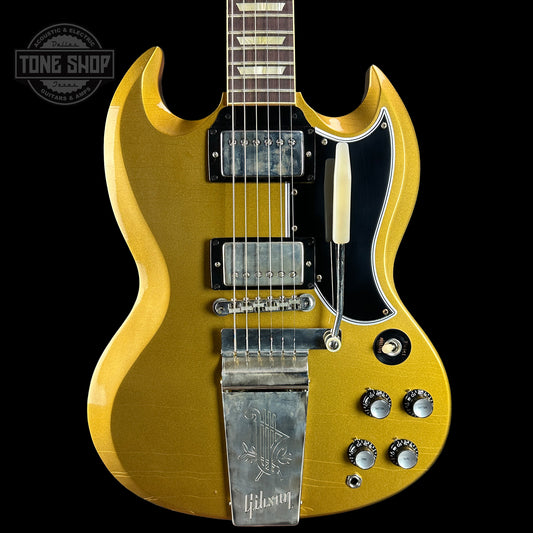 Front of Gibson Custom Shop M2M 1964 SG Standard Reissue w/Maestro Murphy Lab Ultra Light Aged Double Gold w/Stinger.