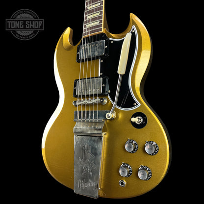 Front angle of Gibson Custom Shop M2M 1964 SG Standard Reissue w/Maestro Murphy Lab Ultra Light Aged Double Gold w/Stinger.