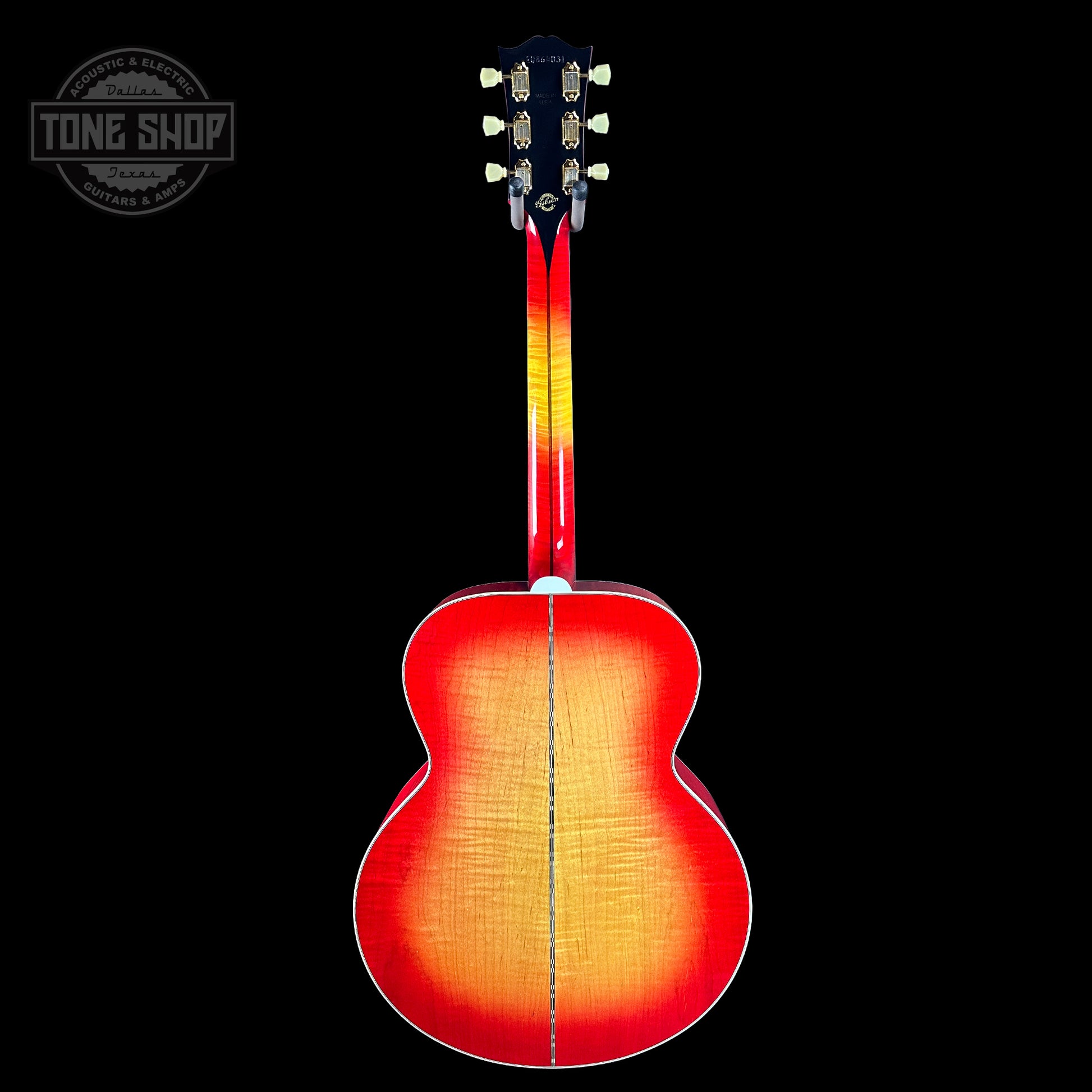 Full back of Gibson Custom Shop Johnny Cash SJ-200 Vintage Cherry Sunburst.